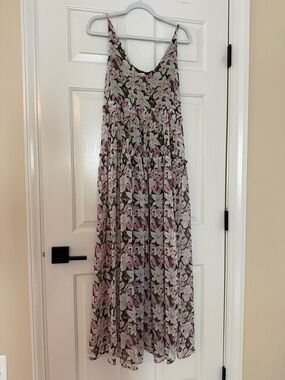 Kori Floral Maxi Dress in Pink, White & Olive